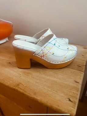 Charlotte Stone Platform leather clogs size 9 rare paint splatter color